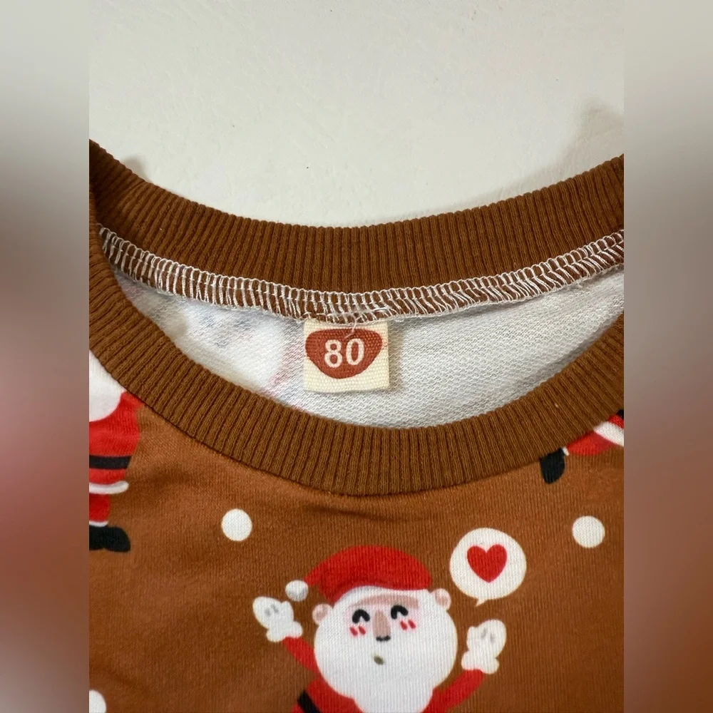 Baby unisex Christmas Romper Snowman Santa Print 6-12 mon (bin K)